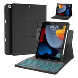 Funda Con Teclado Negra Backlit Para iPad De 9./8/7 Gen 10.2