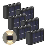 Kit 4 Arandela Solar 6 Leds Jardim Escadas Muros Prova Dágua