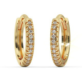  Brinco De Ouro Argola Huggie Diamantes Brilhante Luxo 10mm