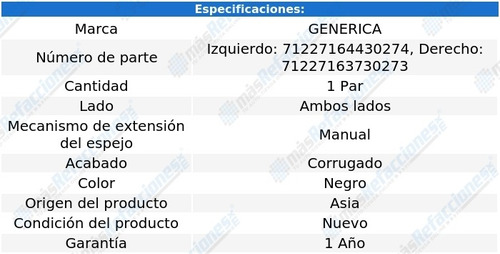 Par Espejos Man Corrug Toyota Pickup 89-95 Generica