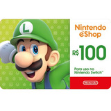 Cartão Pré-pago Nintendo Switch Eshop Brasil R$ 100 Reais