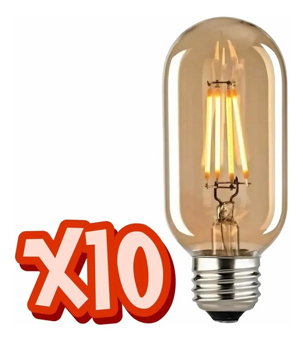 Pack 10 Foco Edison Led Vintage Chaparro Led 4w T45 (calido)