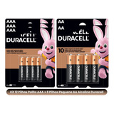 12 Pilhas Duracell Palito Aaa+8 Pilhas Pequena Aa Alcalina