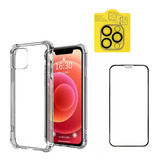 Case Reforzada Para Iphone12 Promax+vidrio Camar+vidrio Full