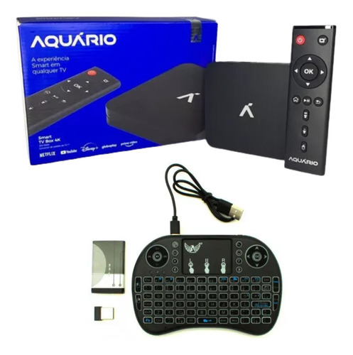 Tv Box Aquário Stv-3000 4k 8gb Anatel + Controle Bluetooth