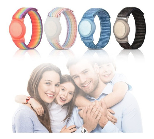 2 Pulsera Funda Naylon Ajustable Para Airtag Adultos Y Niños