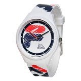 Reloj Fila Unisex Negro Casual Lifestyle 38199002 Color De La Correa Blanco Color Del Bisel Azul