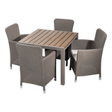 Comedor Con 4 Puestos Modelo Capri Color Taupe Mq Qrubber