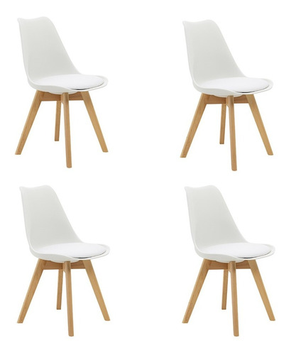 Kit 4 Cadeiras Saarinen Wood Com Estofamento Várias Cores