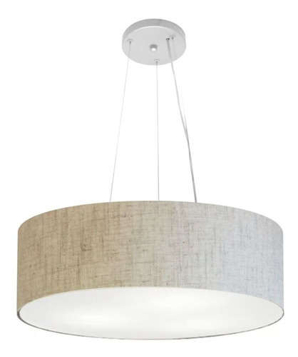 Lustre Pendente Redondo 4134 Cúpula Tec  Ø50x15 Rustico Bege