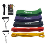 Bandas Elasticas Resistencia Poder Fitnics Set 5 +accesorios Color Multi