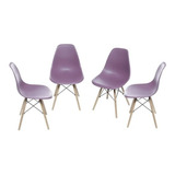 Cadeira De Jantar Boxbit Dkr Eames Base Madera, Estrutura De Cor  Roxo, 4 Unidades