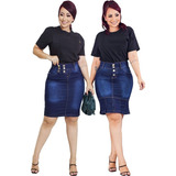 Kit 2 Saia Jeans Evangelica Midi Social Feminino Atacado Din