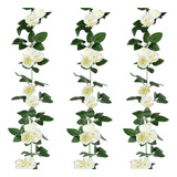 3pcs Guia Enredadera Rosa Blanca Artificial Flor Decoración