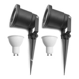 Pack X 2 Estaca Lisa Exterior Jardin Con Led 6/7w