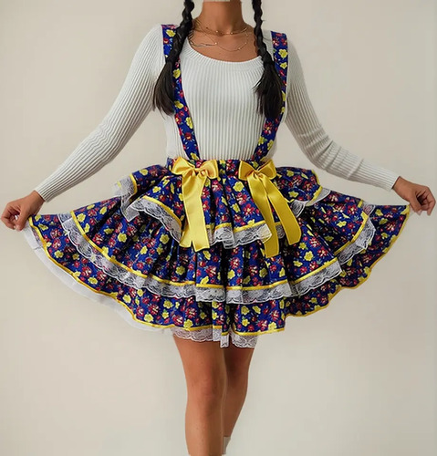 Saia Festa Junina Quadrilha Juvenil Adulta Vestido Caipira | Frete grátis