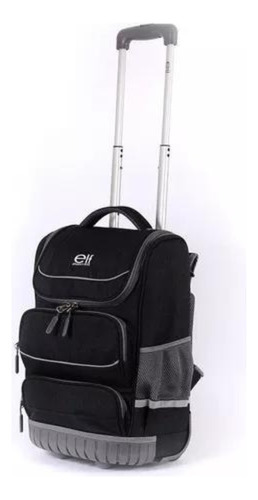 Mochila Con Carro Elf Base De Goma Lisa Negra 6444b Pg