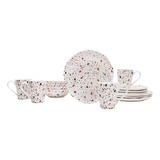 Vajilla Porcelana Crown Baccara Di Lari 16 Piezas Color Blanco Terrazo