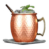 Kit 3 Canecas Moscow Mule Em Cobre Puro Martelada 500 Ml Impermeabilizada