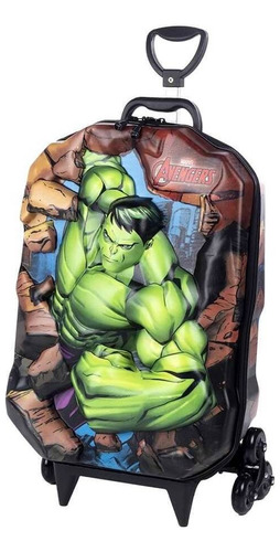 Mochila Escolar Infantil 3d Avengers Incrível Hulk Max Toy