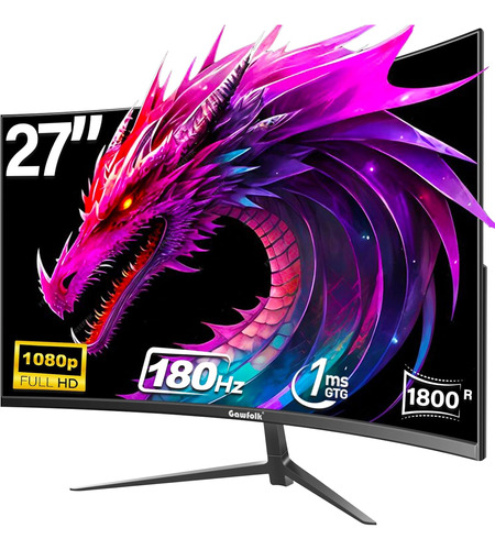 Monitor Curvo Para Jogos, 27 Polegadas, 180 Hz/hdmi/dp