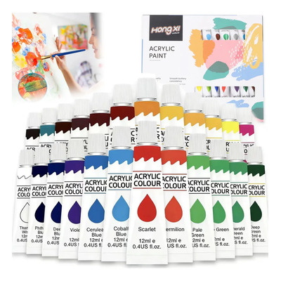 Pintura Acrílica Profesional 24 Colores Con 12 Ml Kit De Pintura Acrílica Brillantepintura Acrílica Brillante Kit Profesional Capacidad 24 Colores 12ml No Tóxico Apto Para Estudiantes | MercadoLibre