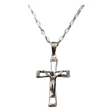 Cadena Cruz Jesùs Crucifijo Hombre Plata 925 + Caja Regalo