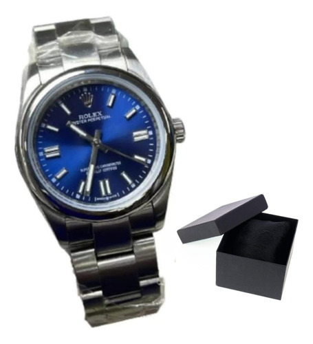 Relógio Rolex Oyster Perpetual 36mm Azul Caixa Simples