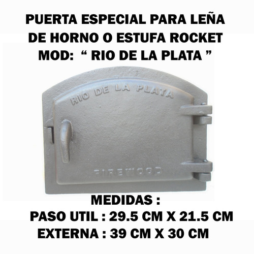 Tapa Puerta Horno Barro Leñera Fundic Mod Rio Plata En Grati