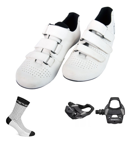 Zapatillas De Ruta Metha Tour + Pedal Shimano +medias Regalo