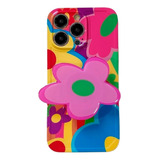 Case Groovy Colorida Con Pop Socket Para iPhone 