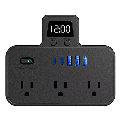 Protector Contra Sobretensiones 11 En 1, 6 Ac + 3 Usb +2 Typ