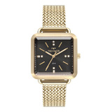 Relogio Technos Feminino Dourado Quadrado Preto 2036mme/4p