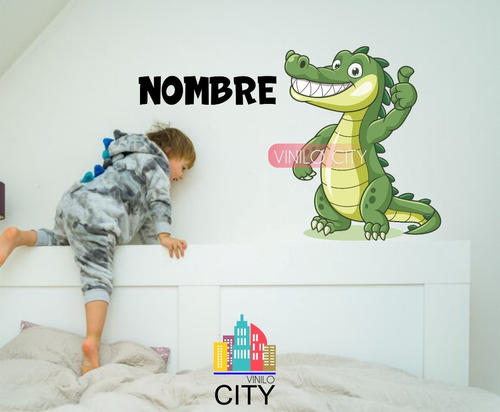 Vinil Decorativo Infantil Cocodrilo Nombre Personalizado A