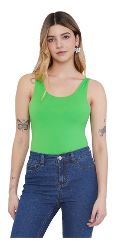 Body Mujer Sin Mangas Cuello Cuadrado Verde Corona