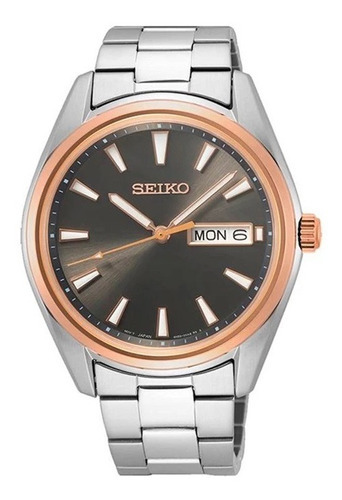 Reloj Seiko Discover More Classic Sapphire Sur344p1 Original Color De La Malla Plateado Color Del Bisel Rosé Color Del Fondo Gris Oscuro