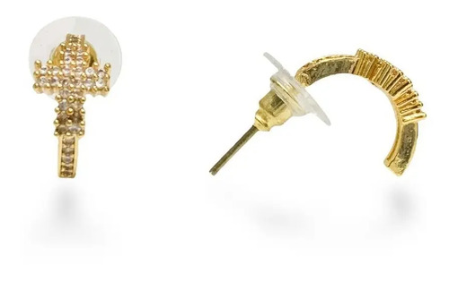 Aretes Laminado Oro22k Forma De Cruz Estambul Joya