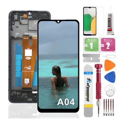 Okbichi Pantalla Para Samsung A04 Con Marco Sm-a045f, Sm-a045f/ds, Sm-a045m
