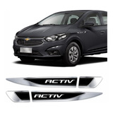 Adesivo Emblema Chevrolet Onix E Prisma Activ Resinado Cromado Aplique Lateral Par Res02