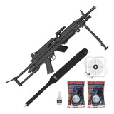 Rifle Airsoft Elétrico M249 Rossi 6mm + 2x.bbs +bandoleira