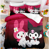 Juego De Ropa De Cama My Melody Y Kuromi Funda De Edredón