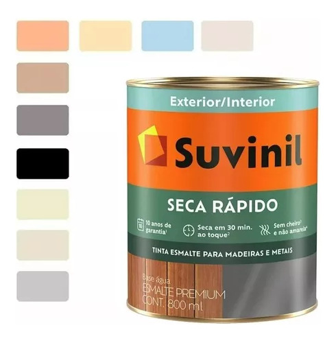 Tinta Seca Rápido Base Agua Suvinil P Madeira E Metal 800ml