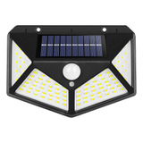 Foco Solar 100 Led Exterior Pared Sensor Luz Fria