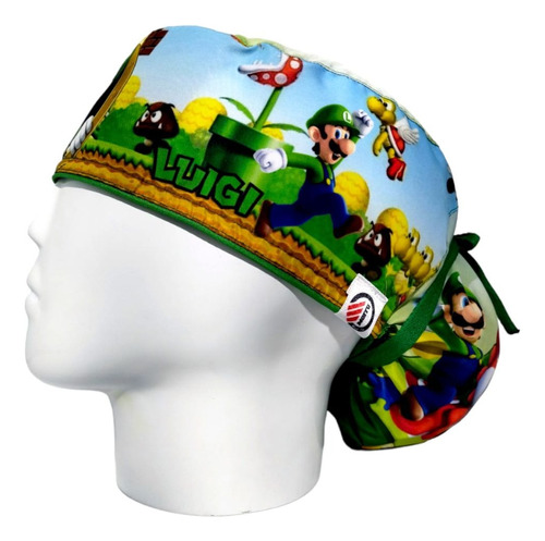 Gorro Quirúrgico Mujer + Lanyard Luigi Mario Bros