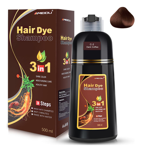 Meidu Champú Cabello Castaño Oscuro, Color Instantáneo 3 E