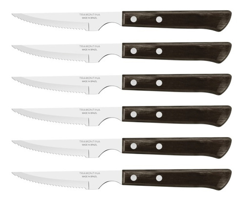 Cuchillo Polywood Tramontina Mango Español Roble Pack X6 