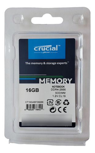 Memoria Ram Laptop Crucial Ddr4 16gb 2666mhz Ct16g4sfra266