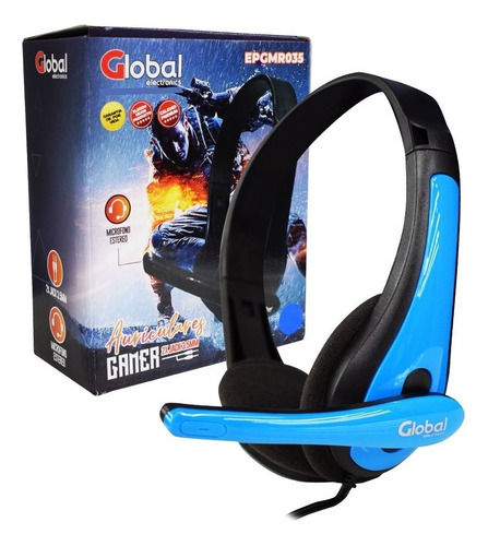 Auriculares Epgmr035 Gaming Con Microfono Stereo Negros/azul Color Negro/azul
