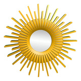 Espejo De Maquillaje Redondo De Arte Oro En Forma De Sol