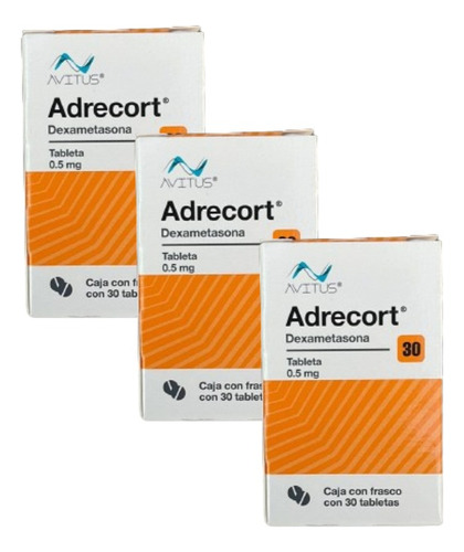 3 Cajas Dexametasona Adrecort Antiinflamatorio 30 Tab 0.5 Mg